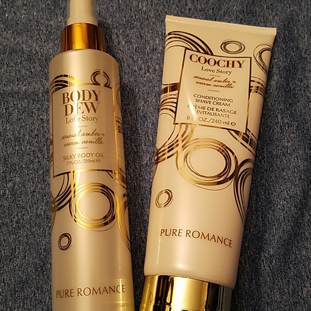 combo pure romance body oil and shave cream